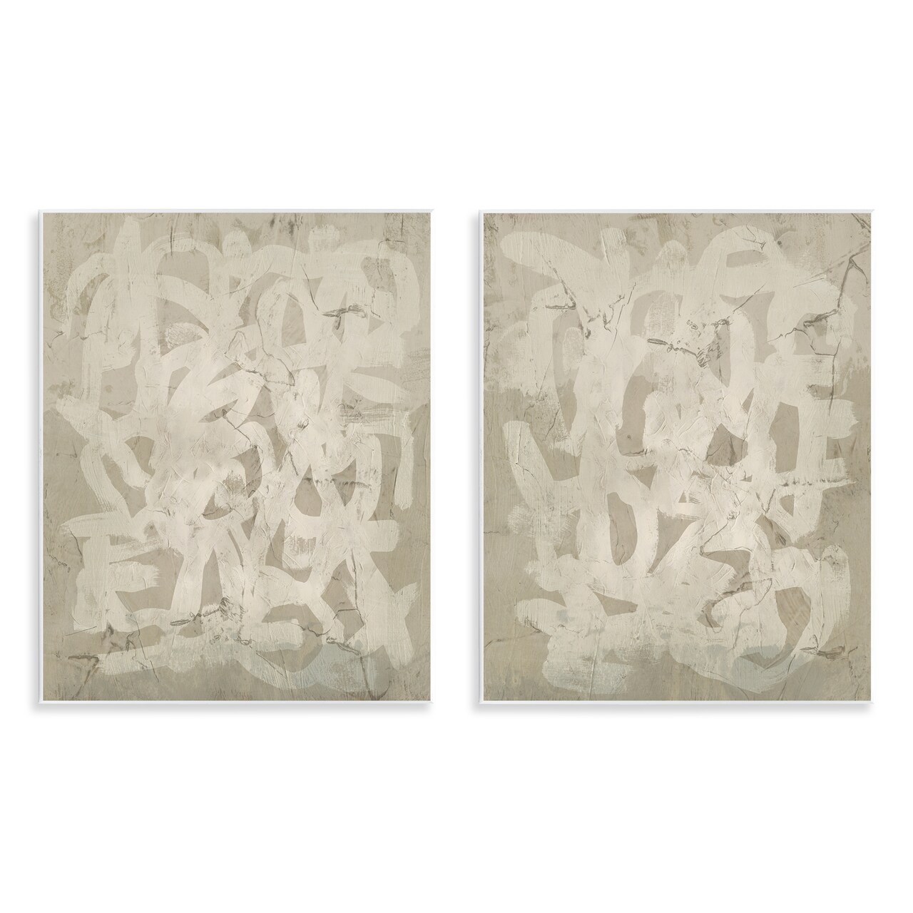 Stupell Industries Beige Neutral Brutalist Style 2 pc Wall Plaque Art Set Design by June Erica Vess